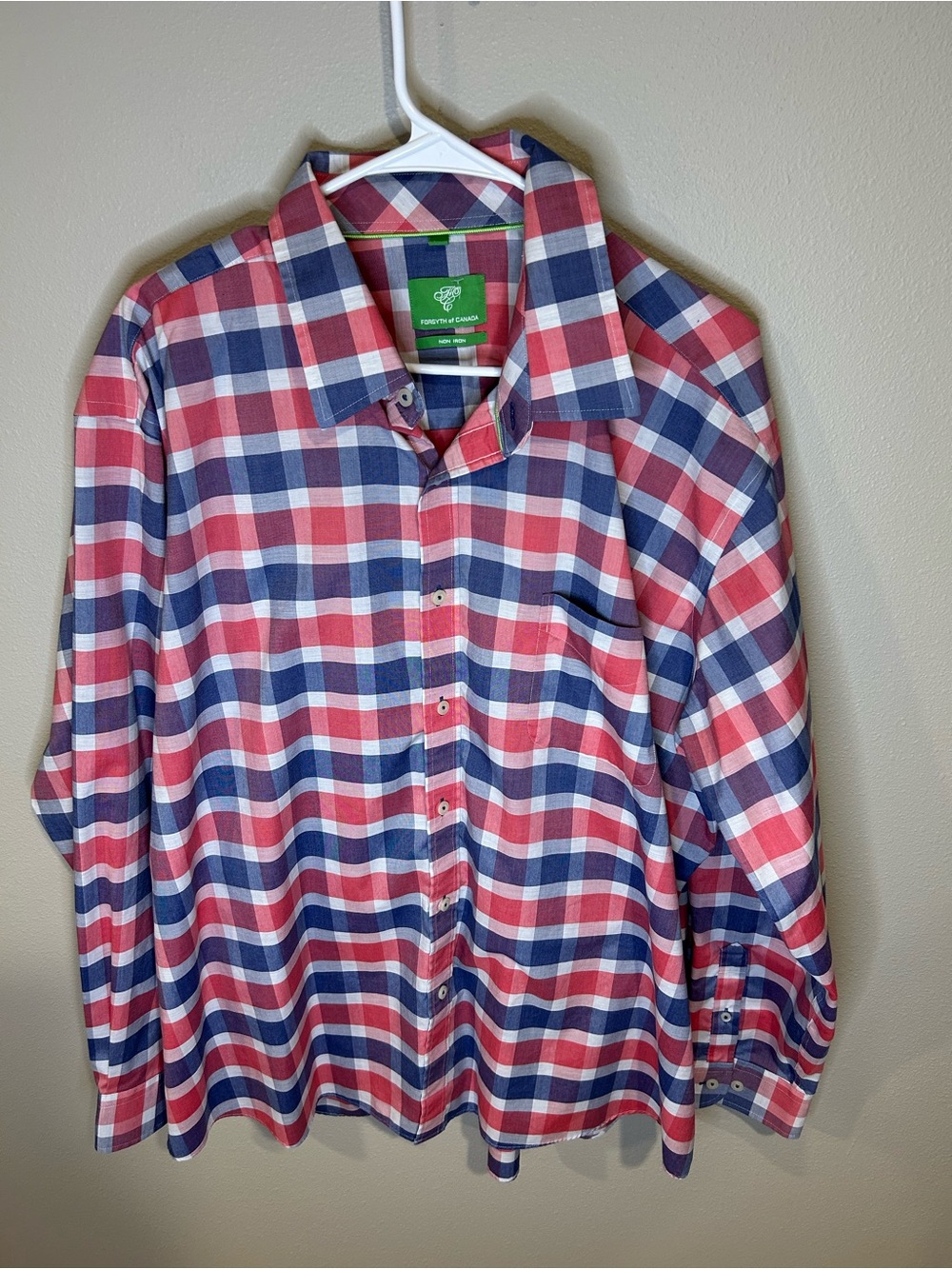 Forsyth of Canada Men’s XXL Plaid Button Down Shirt Non Iron Casual